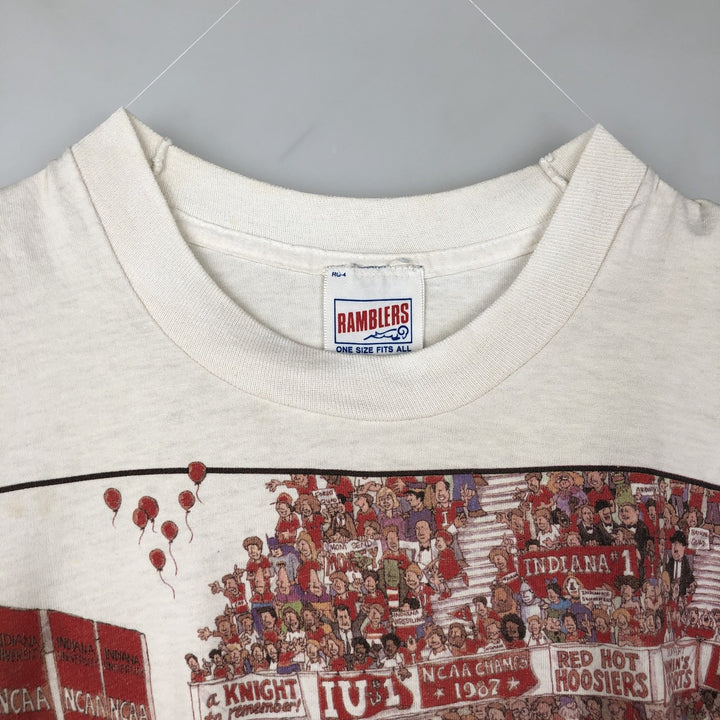 80'S RAMBLERS College T-shirt, Men's XL equivalent, Vintage cotton white type Vintage Second Hand