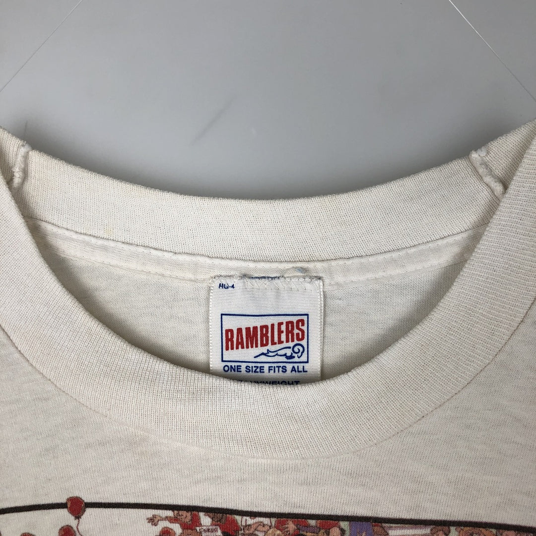 80'S RAMBLERS College T-shirt, Men's XL equivalent, Vintage cotton white type Vintage Second Hand