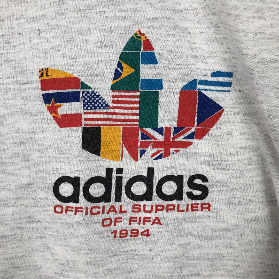 90'S Adidas FIFA World Cup 1994 Sports Print T-Shirt, Made in USA, Men's Size L (approx.), Vintage cotton gray type Vintage Second Hand