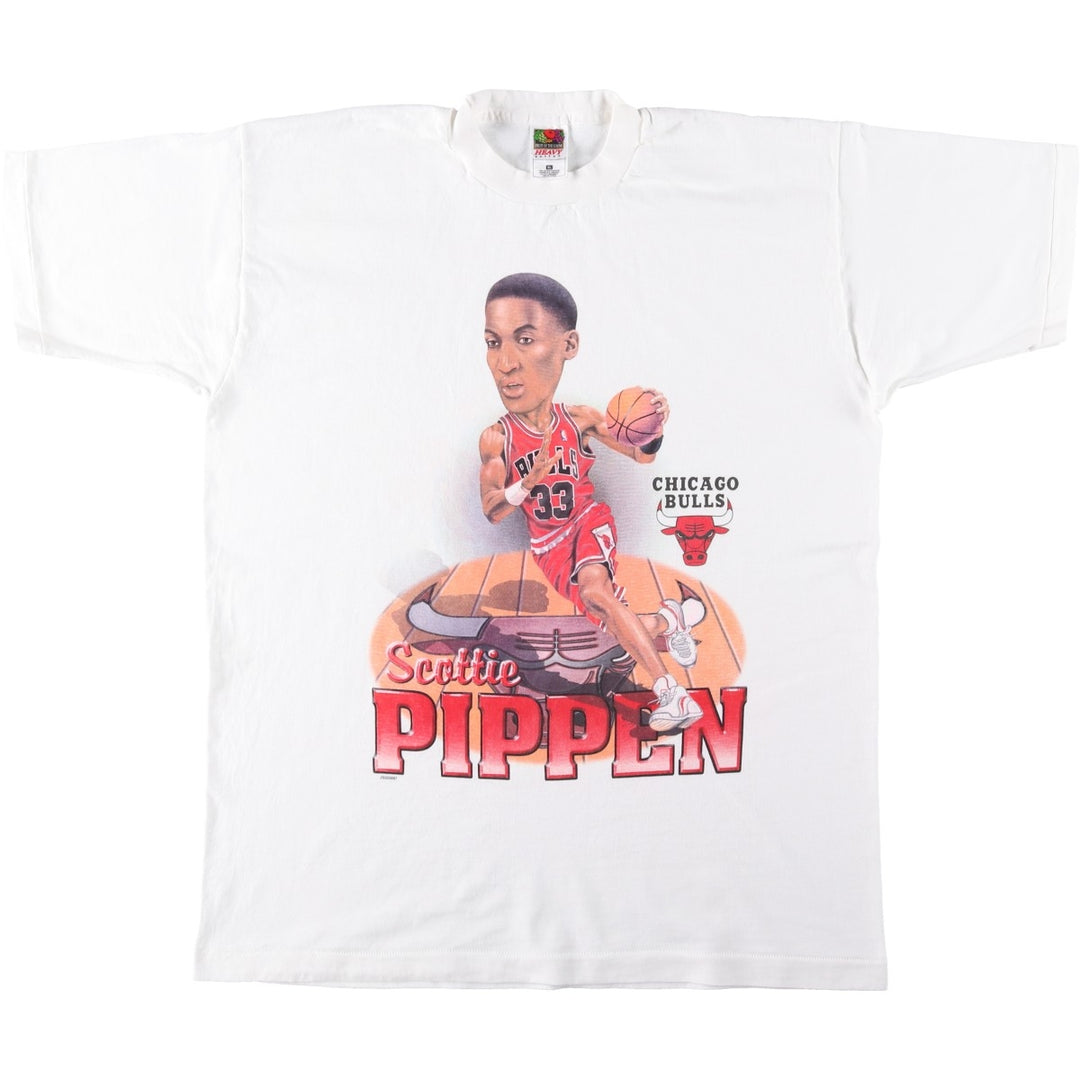 90s-00'S Fruit of the Loom Chicago Bulls Scottie Pippen Sports Print T-Shirt, Men's XL equivalent, Vintage cotton white type Vintage Second Hand