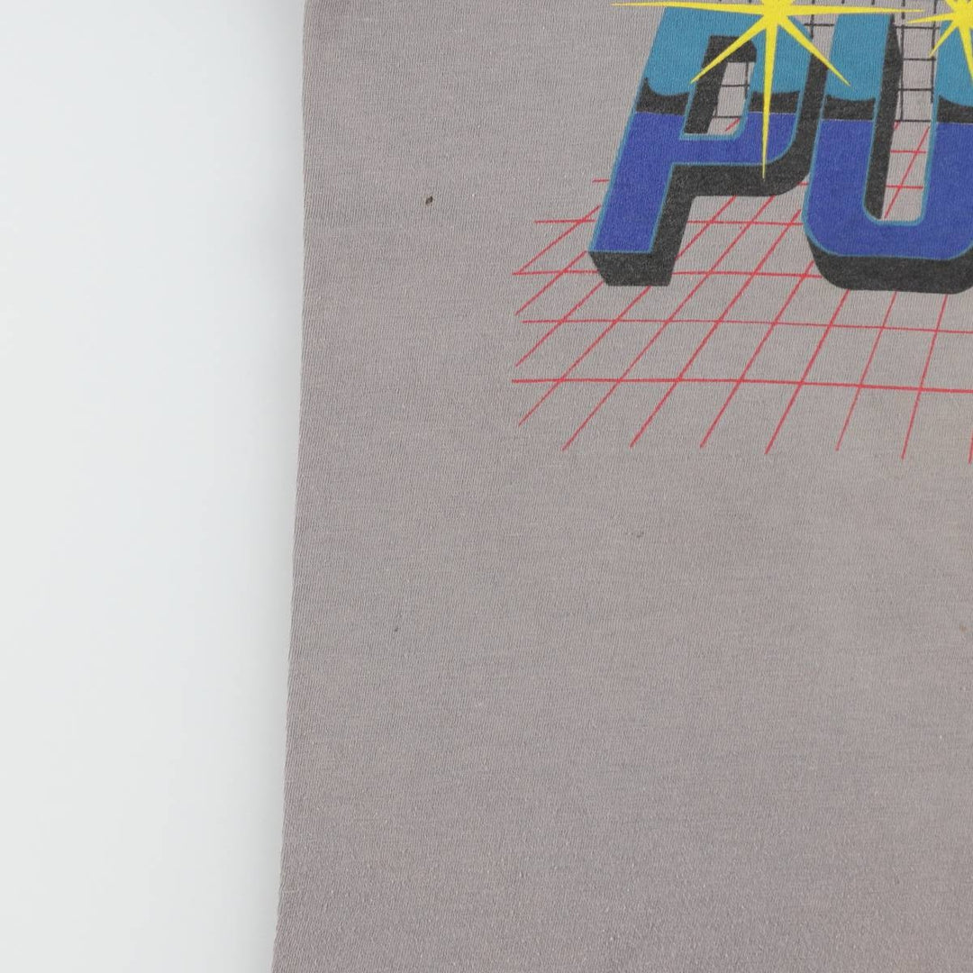 80s-90'S Puma logo print T-shirt, made in USA, men's size M equivalent, vintage. polyester gray type Vintage Second Hand