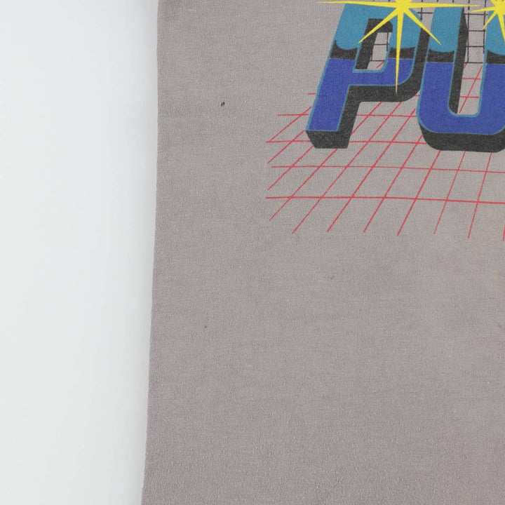 80s-90'S Puma logo print T-shirt, made in USA, men's size M equivalent, vintage. polyester gray type Vintage Second Hand