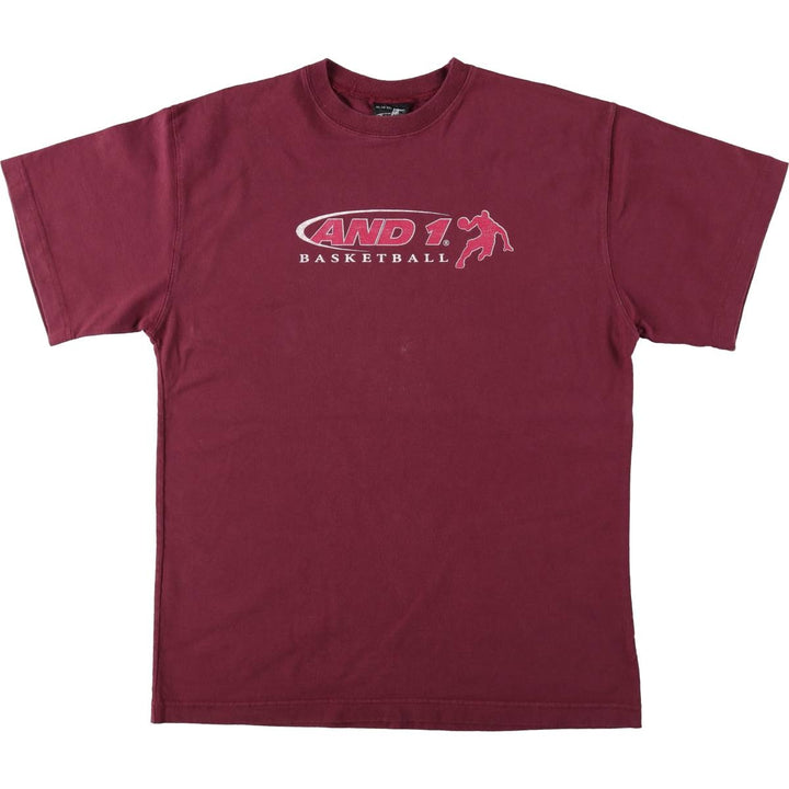 AND 1 Logo Print T-Shirt, Men's Size M cotton wine-red Vintage Second Hand