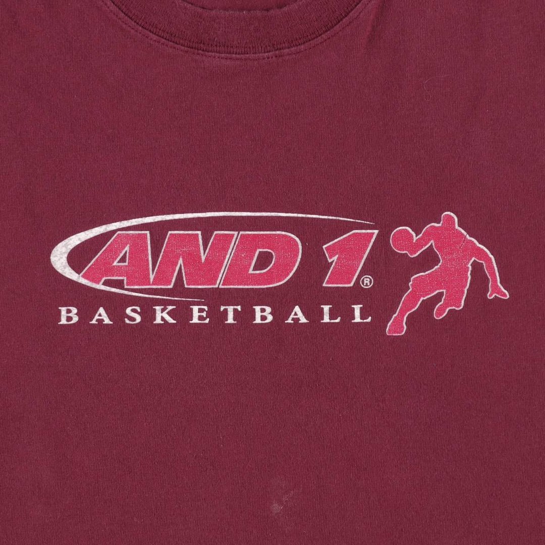AND 1 Logo Print T-Shirt, Men's Size M cotton wine-red Vintage Second Hand