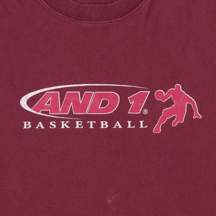 AND 1 Logo Print T-Shirt, Men's Size M cotton wine-red Vintage Second Hand