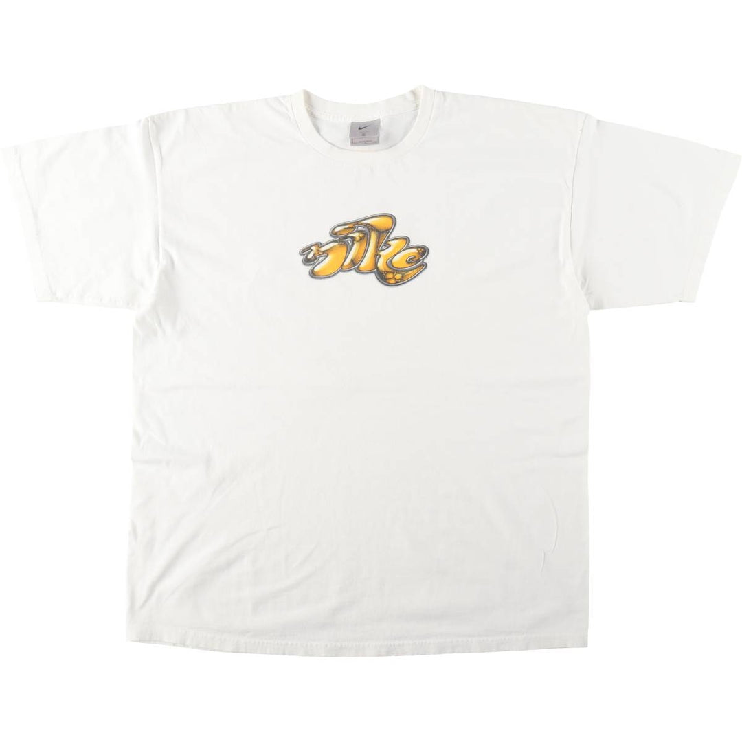 00'S Nike logo print T-shirt, men's XL size cotton white type Vintage Second Hand