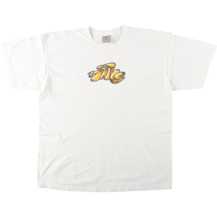 00'S Nike logo print T-shirt, men's XL size cotton white type Vintage Second Hand