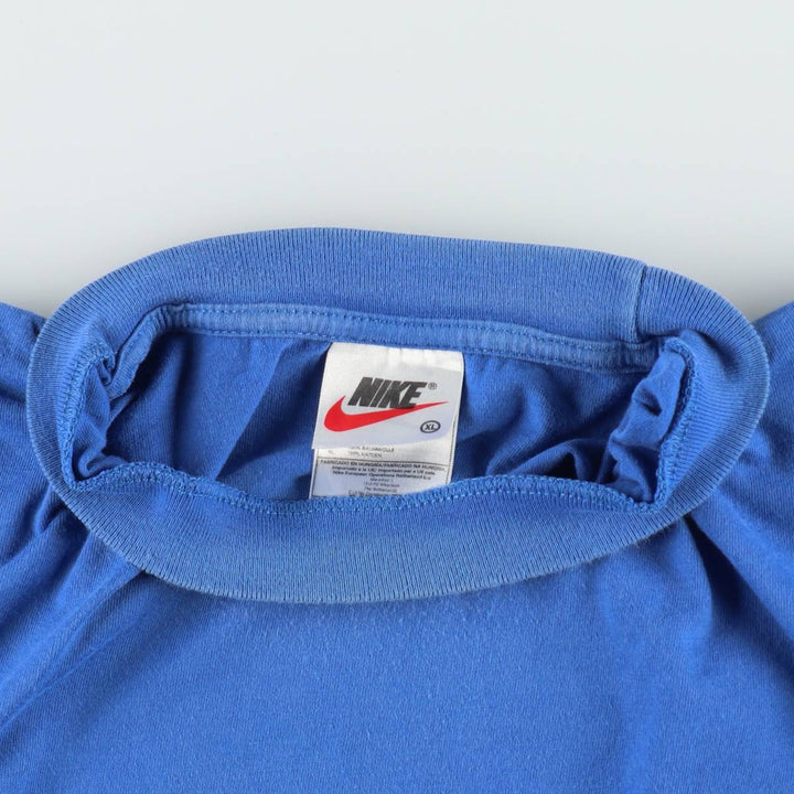 90'S Nike Logo Print T-Shirt, Men's Size XL (Equivalent), Vintage cotton blue type Vintage Second Hand