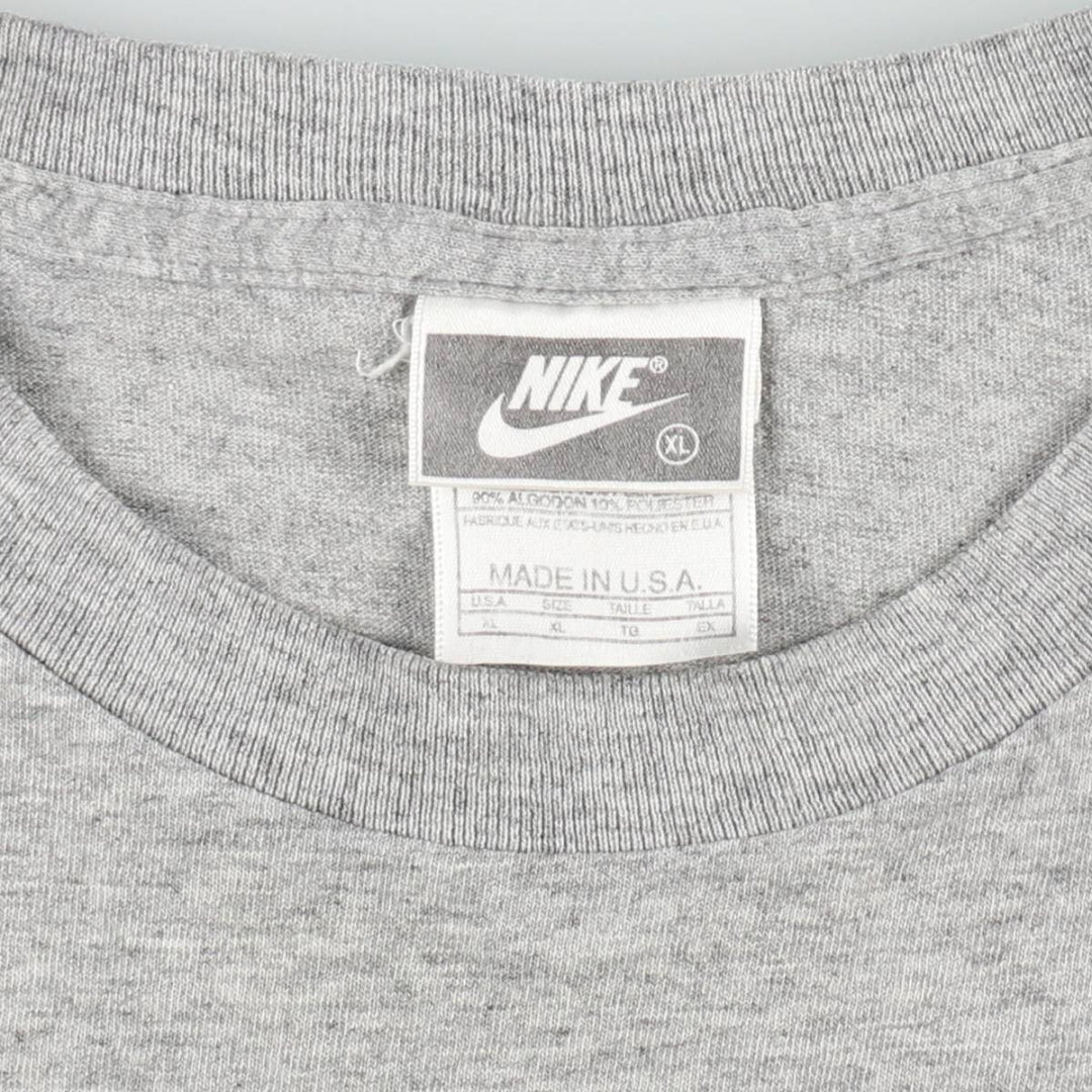 90'S Nike One Point Logo T-shirt Made in USA Men's XL Vintage cotton gray type Vintage Second Hand