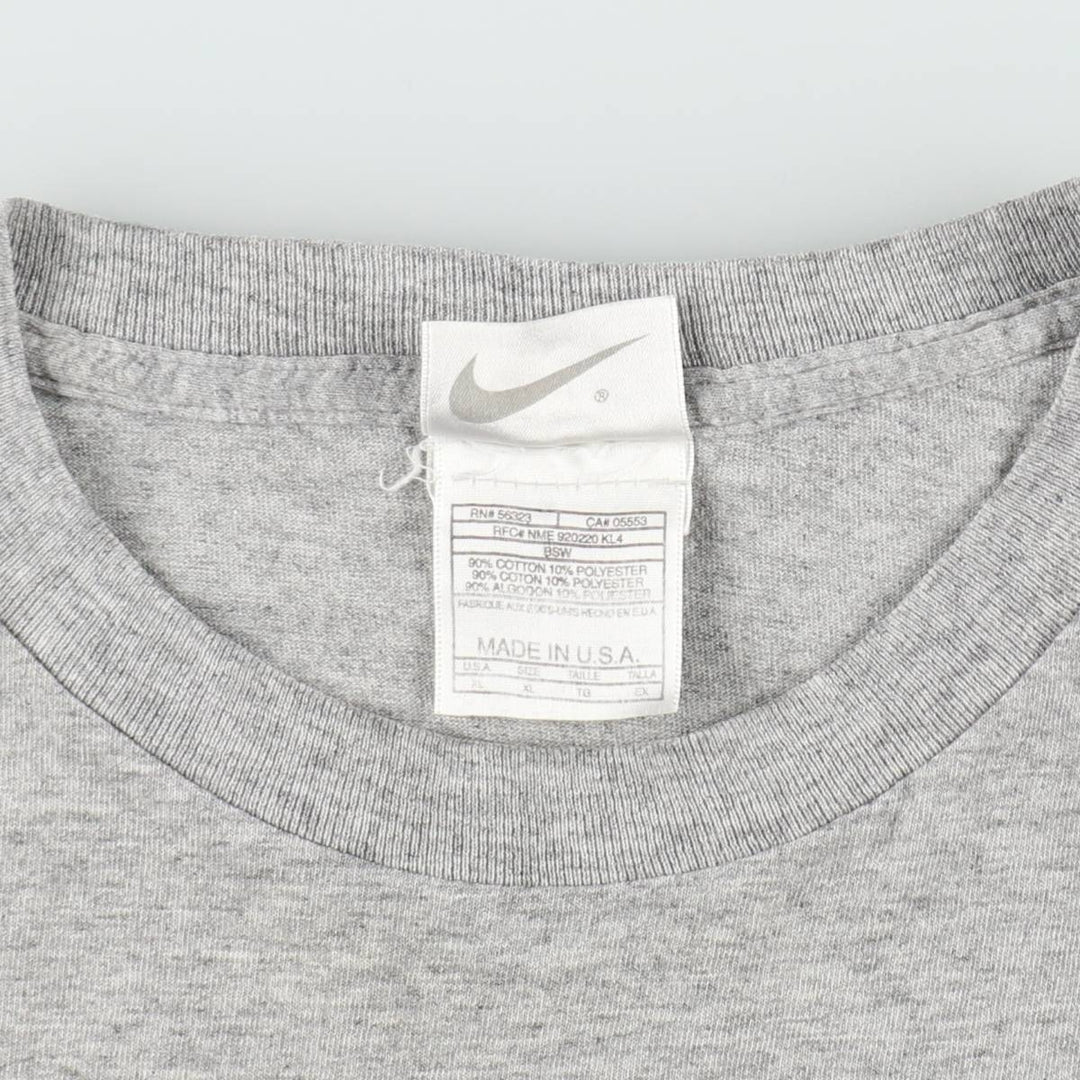 90'S Nike One Point Logo T-shirt Made in USA Men's XL Vintage cotton gray type Vintage Second Hand