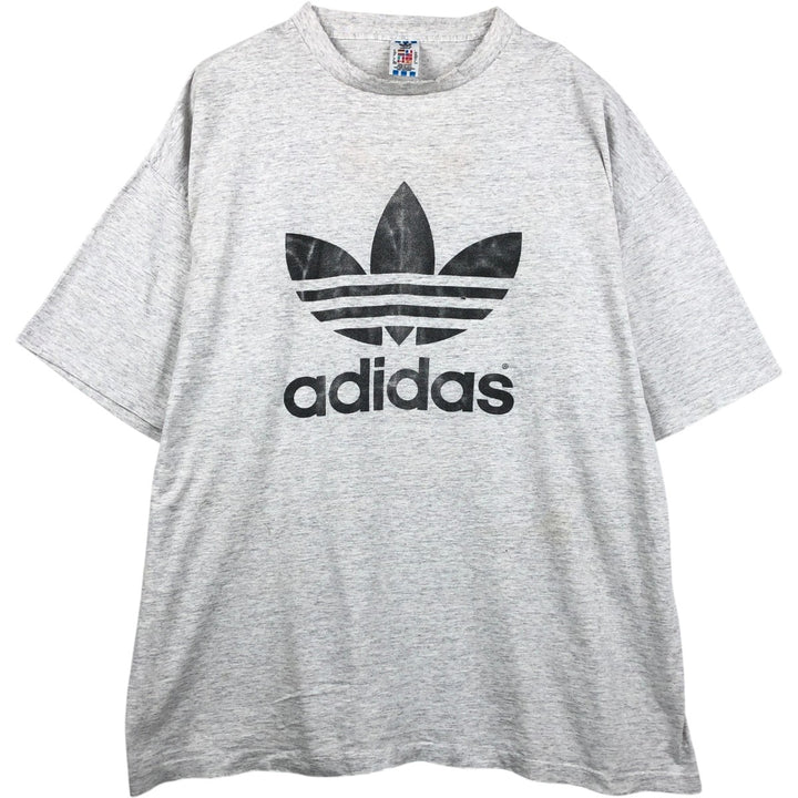 80s-90'S Adidas Trefoil Logo Print T-Shirt, Made in USA, Men's XXL equivalent, Vintage cotton gray type Vintage Second Hand