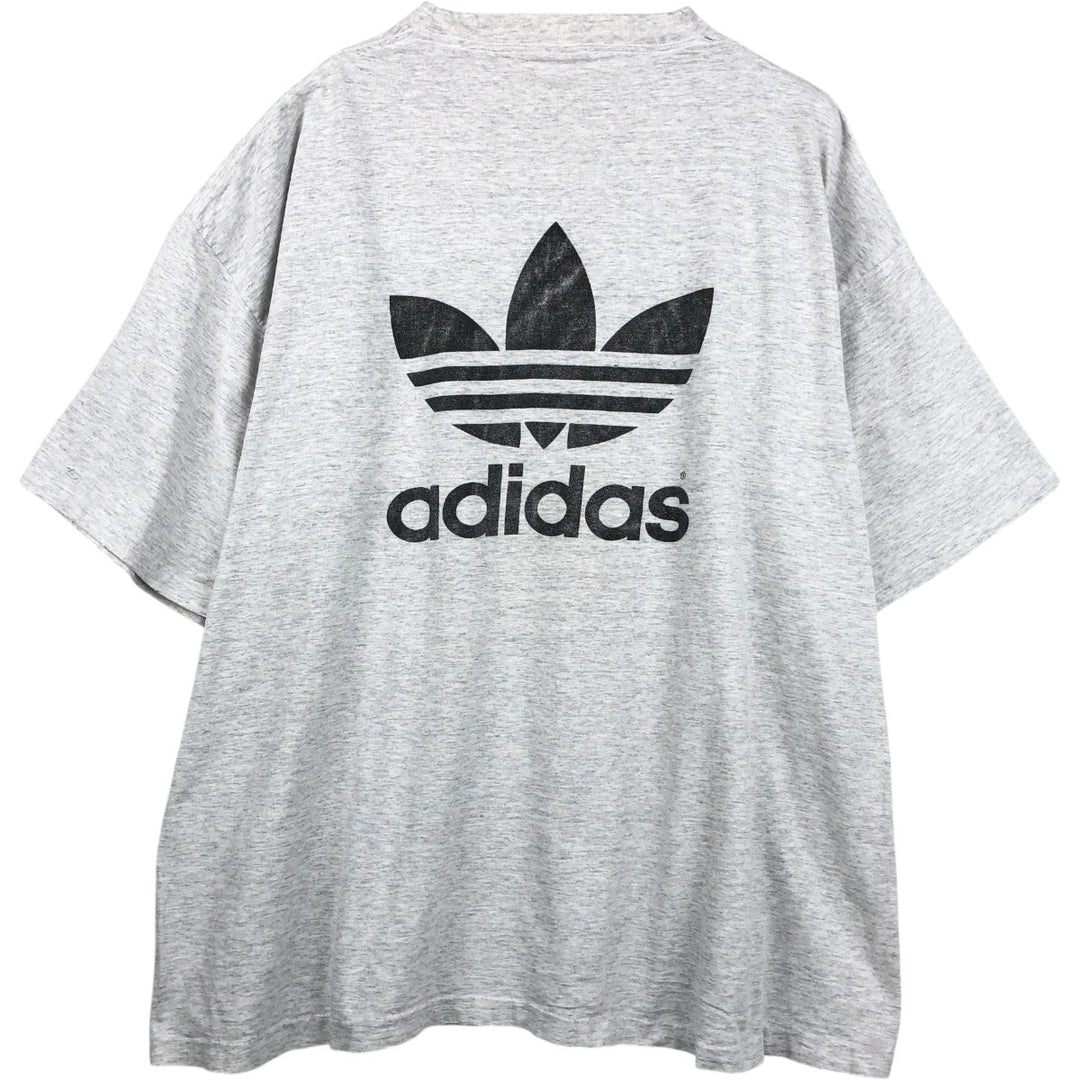 80s-90'S Adidas Trefoil Logo Print T-Shirt, Made in USA, Men's XXL equivalent, Vintage cotton gray type Vintage Second Hand