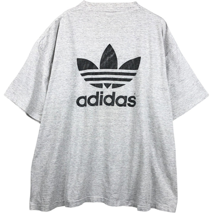 80s-90'S Adidas Trefoil Logo Print T-Shirt, Made in USA, Men's XXL equivalent, Vintage cotton gray type Vintage Second Hand