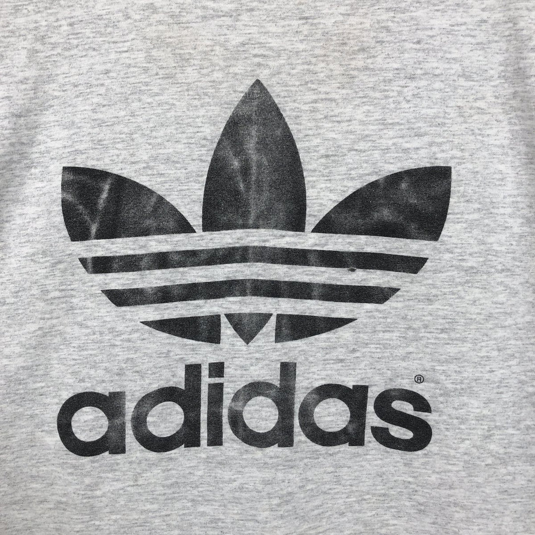 80s-90'S Adidas Trefoil Logo Print T-Shirt, Made in USA, Men's XXL equivalent, Vintage cotton gray type Vintage Second Hand