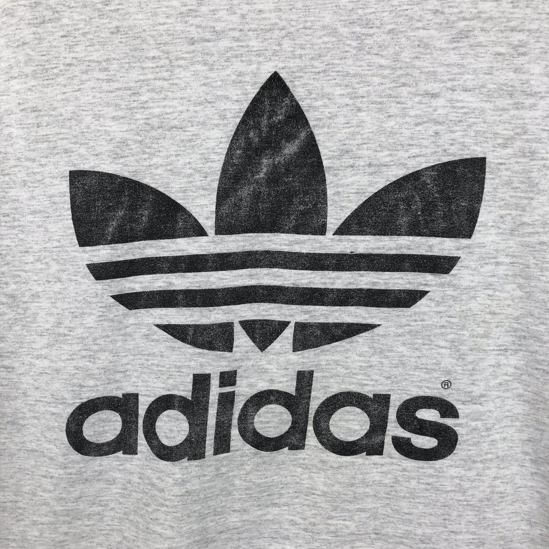 80s-90'S Adidas Trefoil Logo Print T-Shirt, Made in USA, Men's XXL equivalent, Vintage cotton gray type Vintage Second Hand