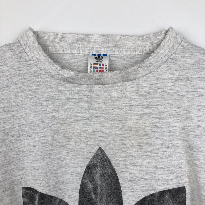 80s-90'S Adidas Trefoil Logo Print T-Shirt, Made in USA, Men's XXL equivalent, Vintage cotton gray type Vintage Second Hand