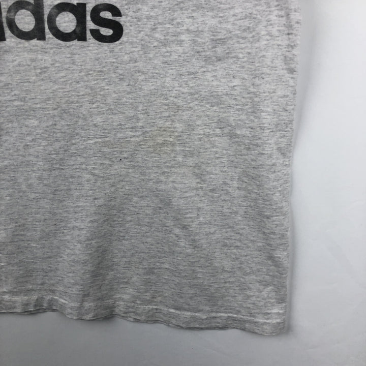 80s-90'S Adidas Trefoil Logo Print T-Shirt, Made in USA, Men's XXL equivalent, Vintage cotton gray type Vintage Second Hand