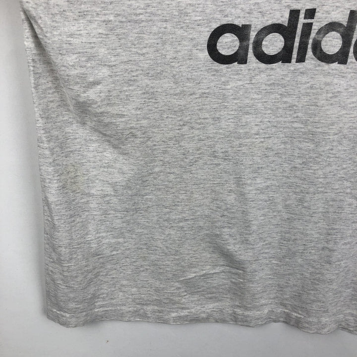 80s-90'S Adidas Trefoil Logo Print T-Shirt, Made in USA, Men's XXL equivalent, Vintage cotton gray type Vintage Second Hand