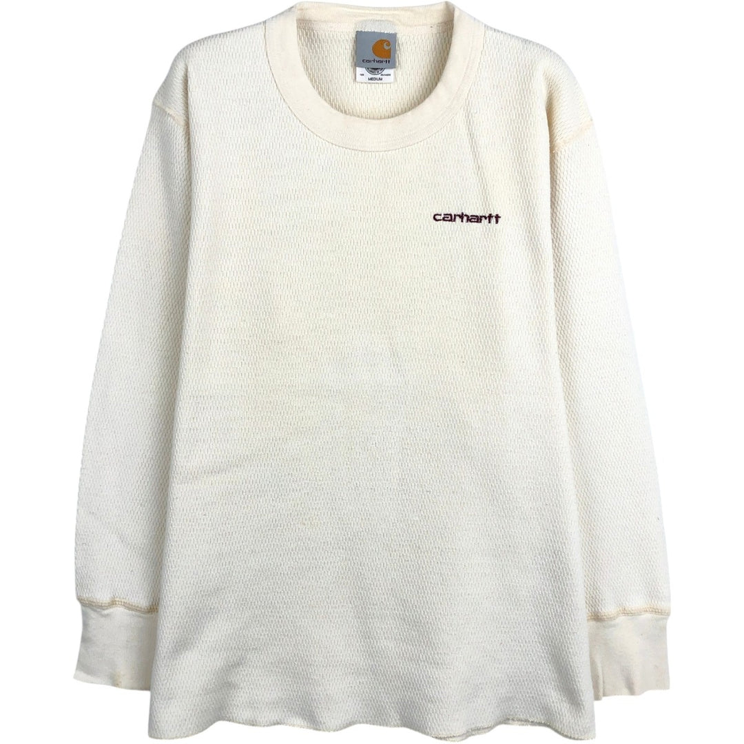 Carhartt Thermal Long-Sleeve T-Shirt, Honeycomb Pattern, Made in USA, Men's Size M (equivalent) cotton white type Vintage Second Hand