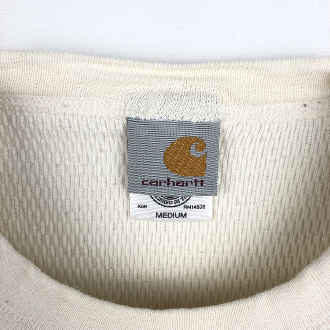 Carhartt Thermal Long-Sleeve T-Shirt, Honeycomb Pattern, Made in USA, Men's Size M (equivalent) cotton white type Vintage Second Hand
