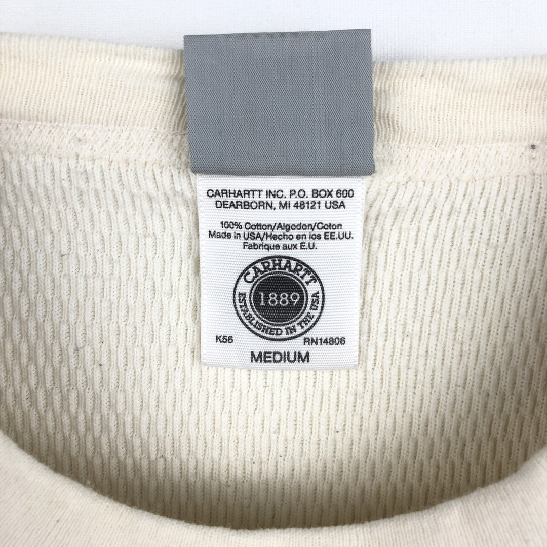 Carhartt Thermal Long-Sleeve T-Shirt, Honeycomb Pattern, Made in USA, Men's Size M (equivalent) cotton white type Vintage Second Hand