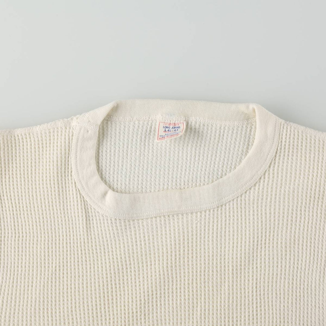 ~1980'S JC Morgan's Thermal Long-Sleeve T-Shirt, Made in USA, Men's Size L (Equivalent), Vintage cotton white type Vintage Second Hand