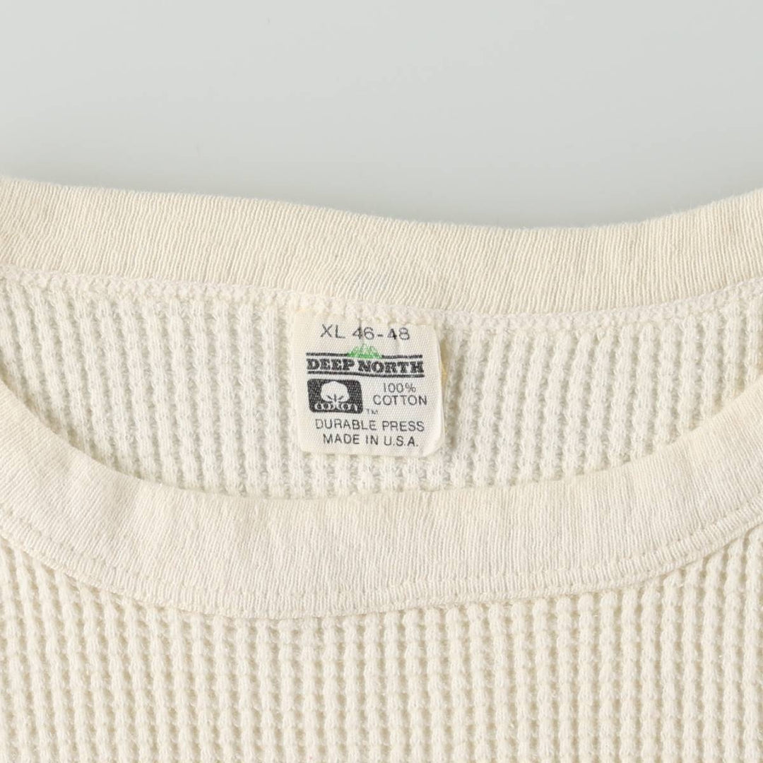 80'S DEEP NORTH Thermal Long-Sleeve T-Shirt, Made in USA, Men's XL (approx.), Vintage cotton white type Vintage Second Hand