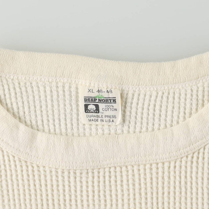 80'S DEEP NORTH Thermal Long-Sleeve T-Shirt, Made in USA, Men's XL (approx.), Vintage cotton white type Vintage Second Hand