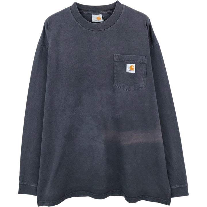 Carhartt Plain Pocket Long T-Shirt, Men's XL Size unclear navy blue type Vintage Second Hand