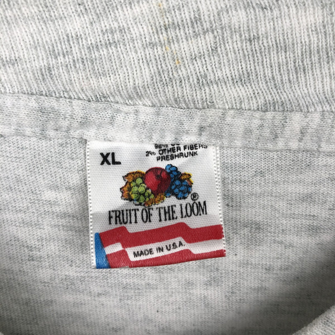 90'S Fruit of the Loom Art T-Shirt, Made in USA, Men's XL equivalent, Vintage cotton gray type Vintage Second Hand