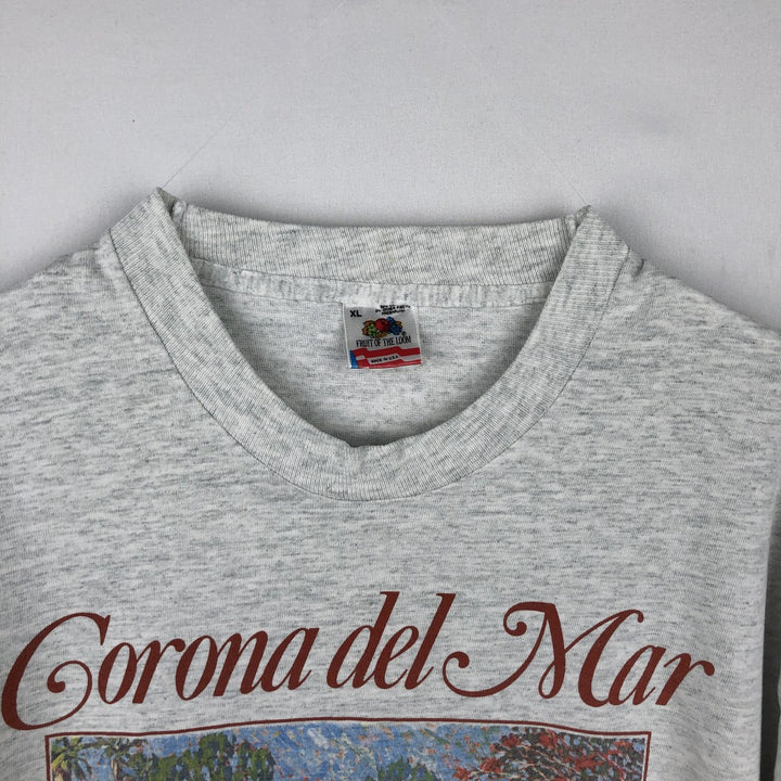 90'S Fruit of the Loom Art T-Shirt, Made in USA, Men's XL equivalent, Vintage cotton gray type Vintage Second Hand