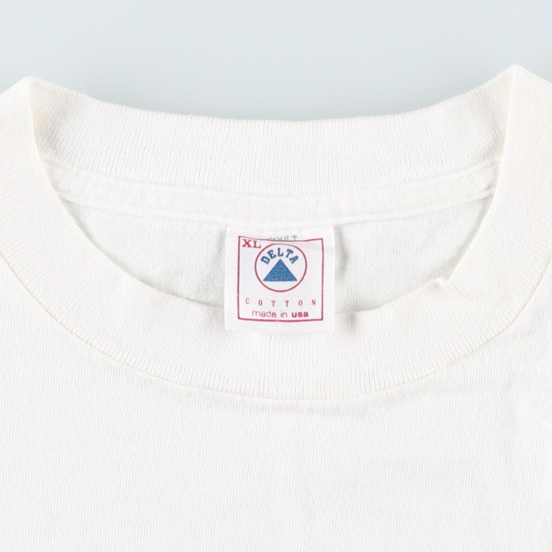 90'S Delta message print t-shirt, made in USA, men's size XL equivalent, vintage. cotton white type Vintage Second Hand
