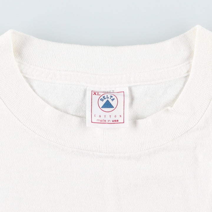 90'S Delta message print t-shirt, made in USA, men's size XL equivalent, vintage. cotton white type Vintage Second Hand