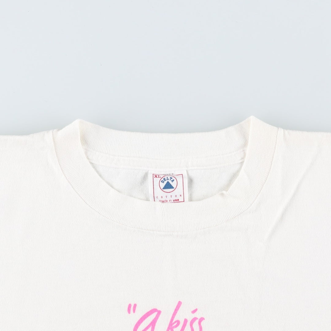 90'S Delta message print t-shirt, made in USA, men's size XL equivalent, vintage. cotton white type Vintage Second Hand