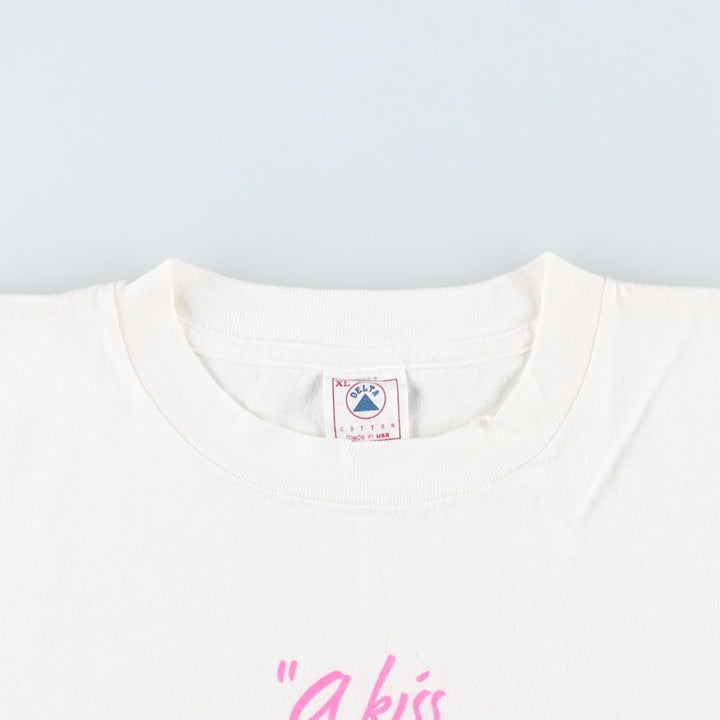 90'S Delta message print t-shirt, made in USA, men's size XL equivalent, vintage. cotton white type Vintage Second Hand