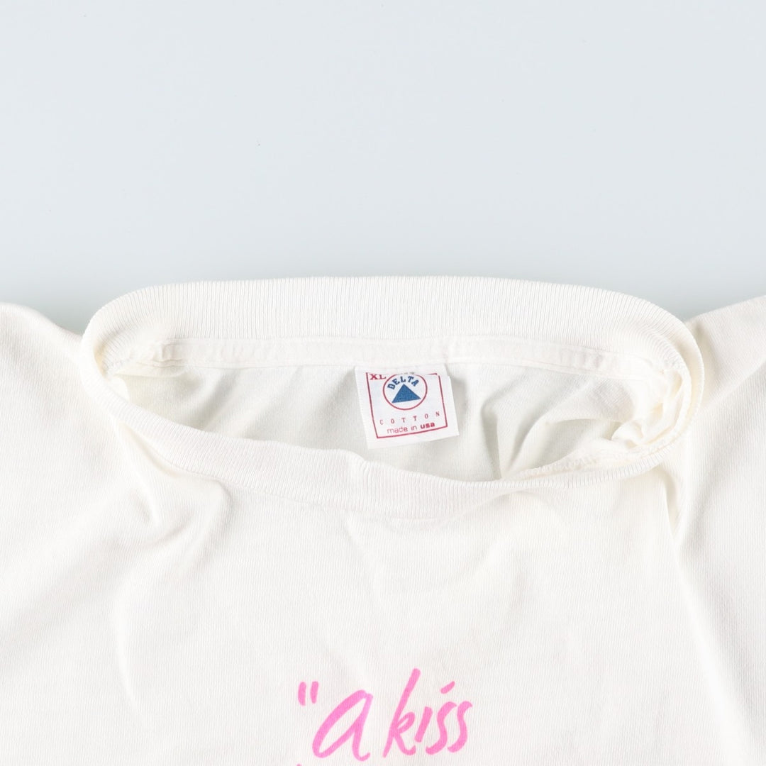90'S Delta message print t-shirt, made in USA, men's size XL equivalent, vintage. cotton white type Vintage Second Hand