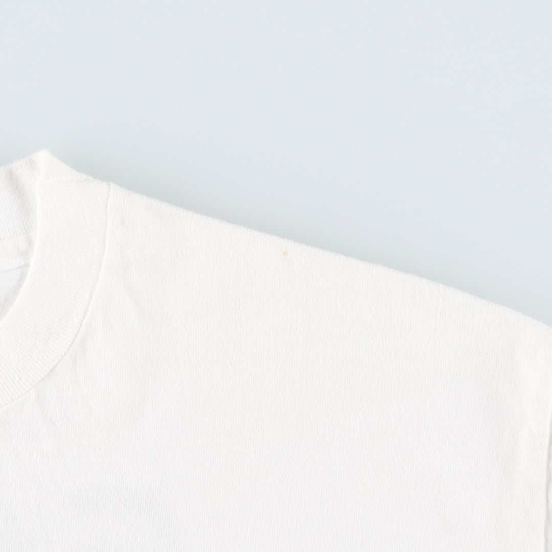90'S Hanes BEEFY-T Message Print T-shirt Made in USA Men's L Size Vintage cotton white type Vintage Second Hand
