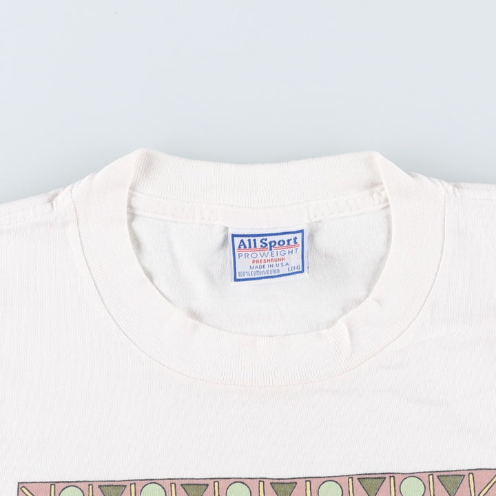ALL SPORT PROWEIGT Art T-shirt, Made in USA, Men's Size L (approx.), Vintage cotton white type Vintage Second Hand