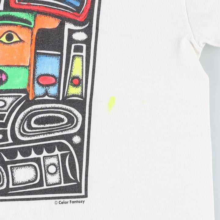90'S Hanes Art T-shirt, Men's Size L (approx.), Vintage cotton white type Vintage Second Hand