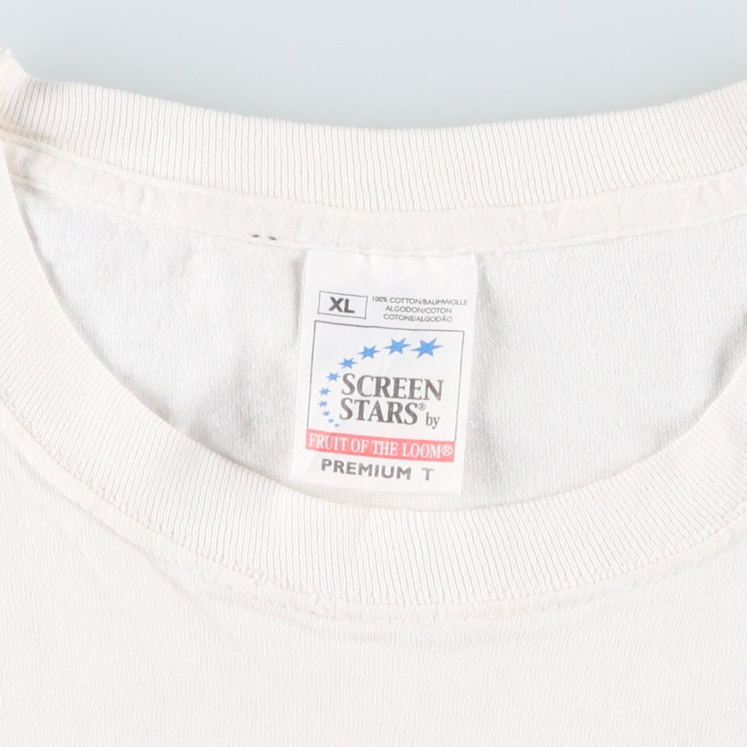 90'S Screen Stars Premium T-shirt, message print, men's size XL equivalent, vintage. cotton white type Vintage Second Hand