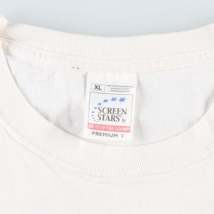 90'S Screen Stars Premium T-shirt, message print, men's size XL equivalent, vintage. cotton white type Vintage Second Hand