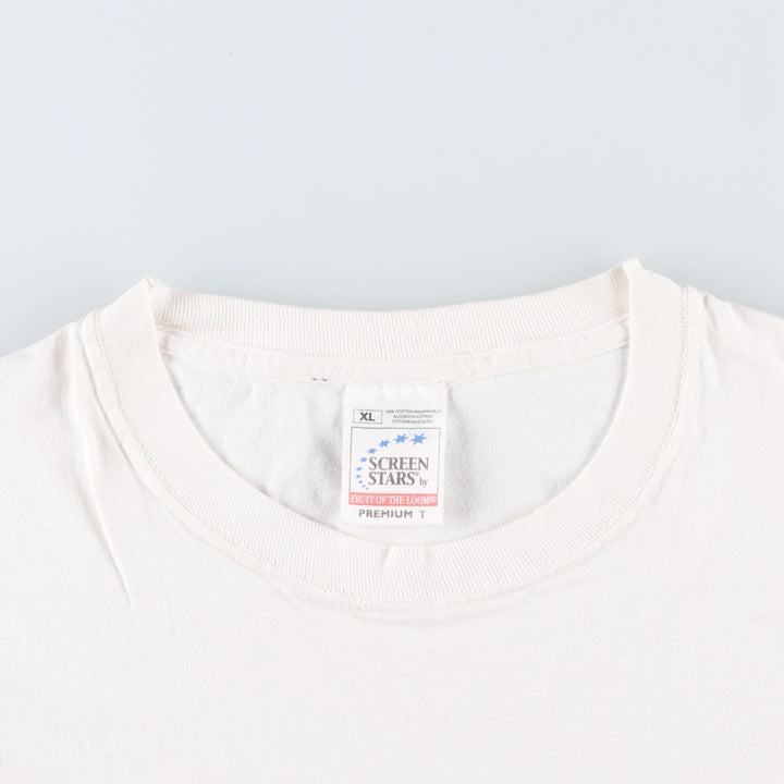 90'S Screen Stars Premium T-shirt, message print, men's size XL equivalent, vintage. cotton white type Vintage Second Hand