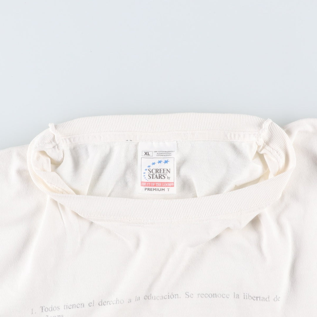 90'S Screen Stars Premium T-shirt, message print, men's size XL equivalent, vintage. cotton white type Vintage Second Hand