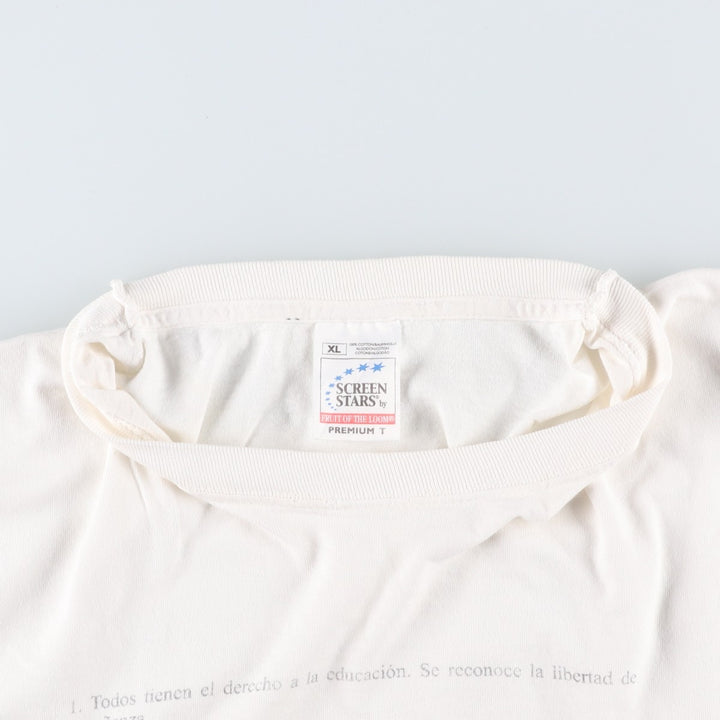 90'S Screen Stars Premium T-shirt, message print, men's size XL equivalent, vintage. cotton white type Vintage Second Hand