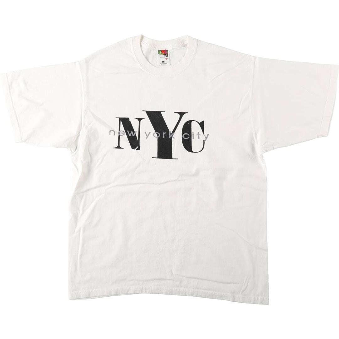 90'S Fruit of the Loom Lofteez NYC New York City Souvenir T-shirt, Men's XL equivalent. cotton white type Vintage Second Hand