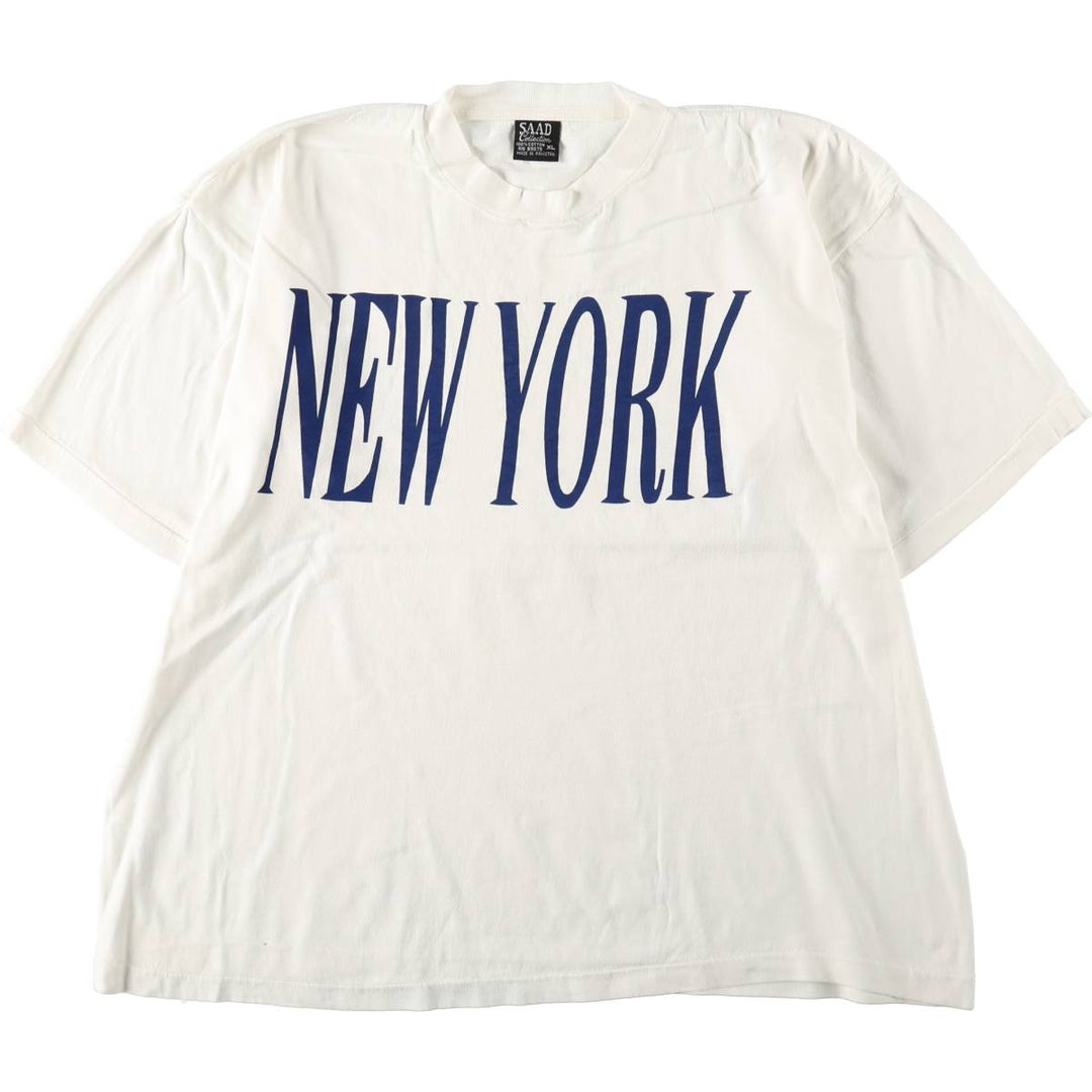 90'S SAAD NEW YORK Souvenir T-shirt, Men's XL equivalent, Vintage cotton white type Vintage Second Hand