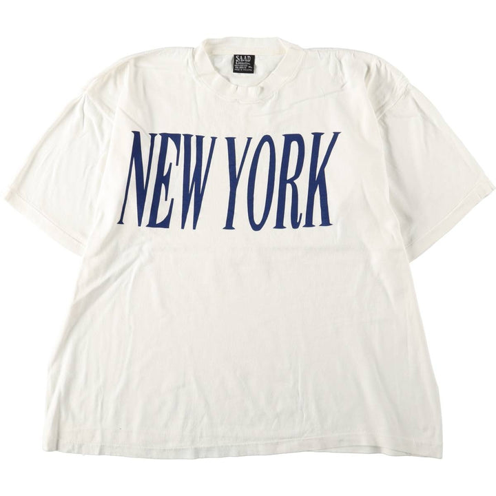 90'S SAAD NEW YORK Souvenir T-shirt, Men's XL equivalent, Vintage cotton white type Vintage Second Hand