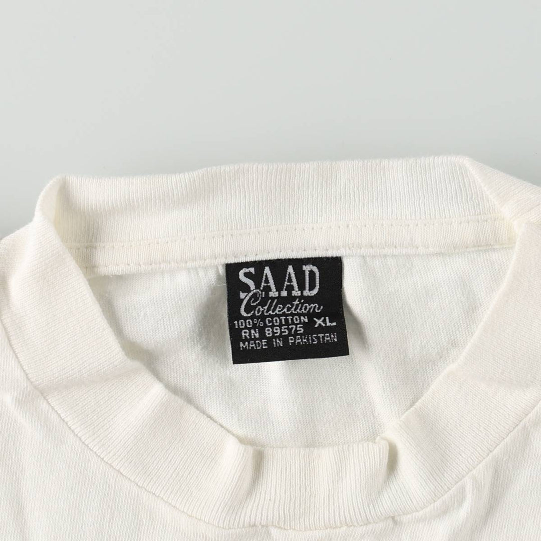 90'S SAAD NEW YORK Souvenir T-shirt, Men's XL equivalent, Vintage cotton white type Vintage Second Hand