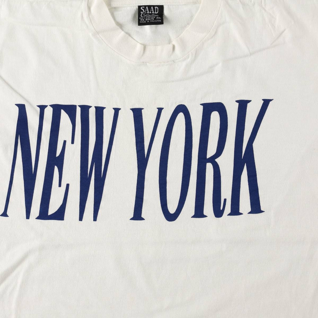 90'S SAAD NEW YORK Souvenir T-shirt, Men's XL equivalent, Vintage cotton white type Vintage Second Hand
