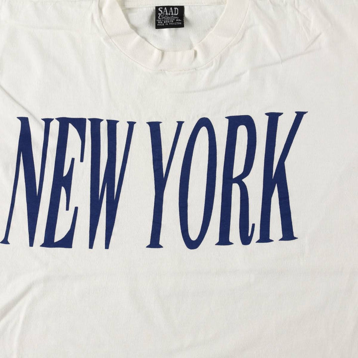 90'S SAAD NEW YORK Souvenir T-shirt, Men's XL equivalent, Vintage cotton white type Vintage Second Hand